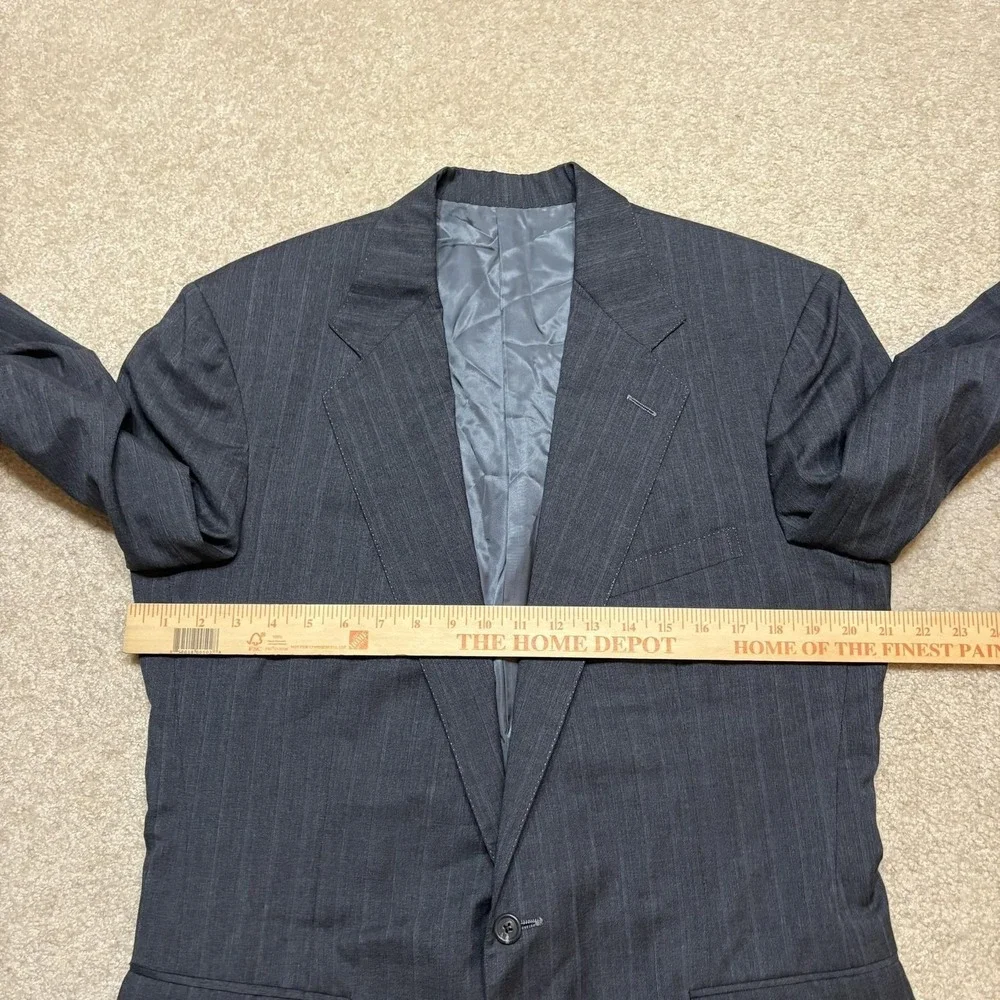 Vtg Polo By Ralph Lauren Blazer Mens 42 Gray Wool Pinstripe Suit Jacket 80s